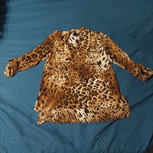 Rafaella Leopard Print Blouse in Brown and Black